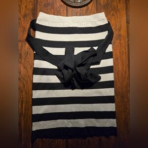 Jean Paul Gaultier Black and Gray Striped Wool Skirt New